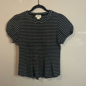 Anthropologie Maeve Pinstripe Pleated Blouse